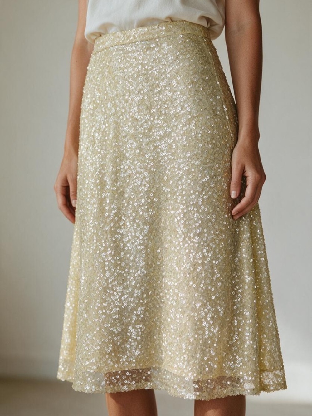 ASOS Gold Sequin A-Line Midi Skirt